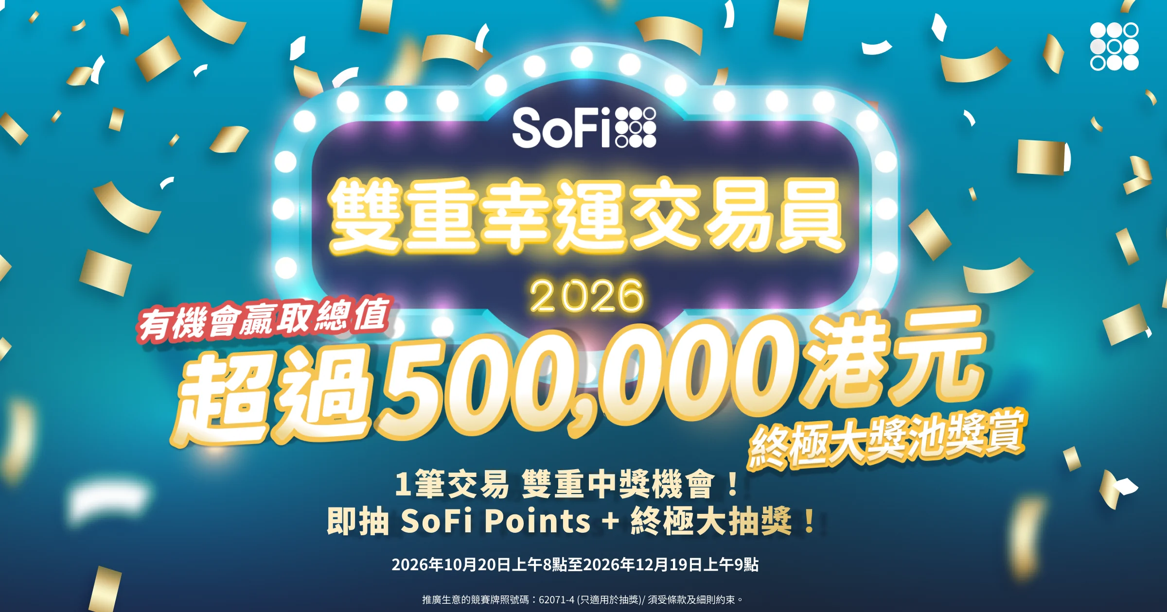 交易 | 抽獎 | 有機會贏大獎:SoFi 雙重幸運交易員 2026 隆重登場!有機會贏總值超過 500,000港元 大獎!🎁📈
